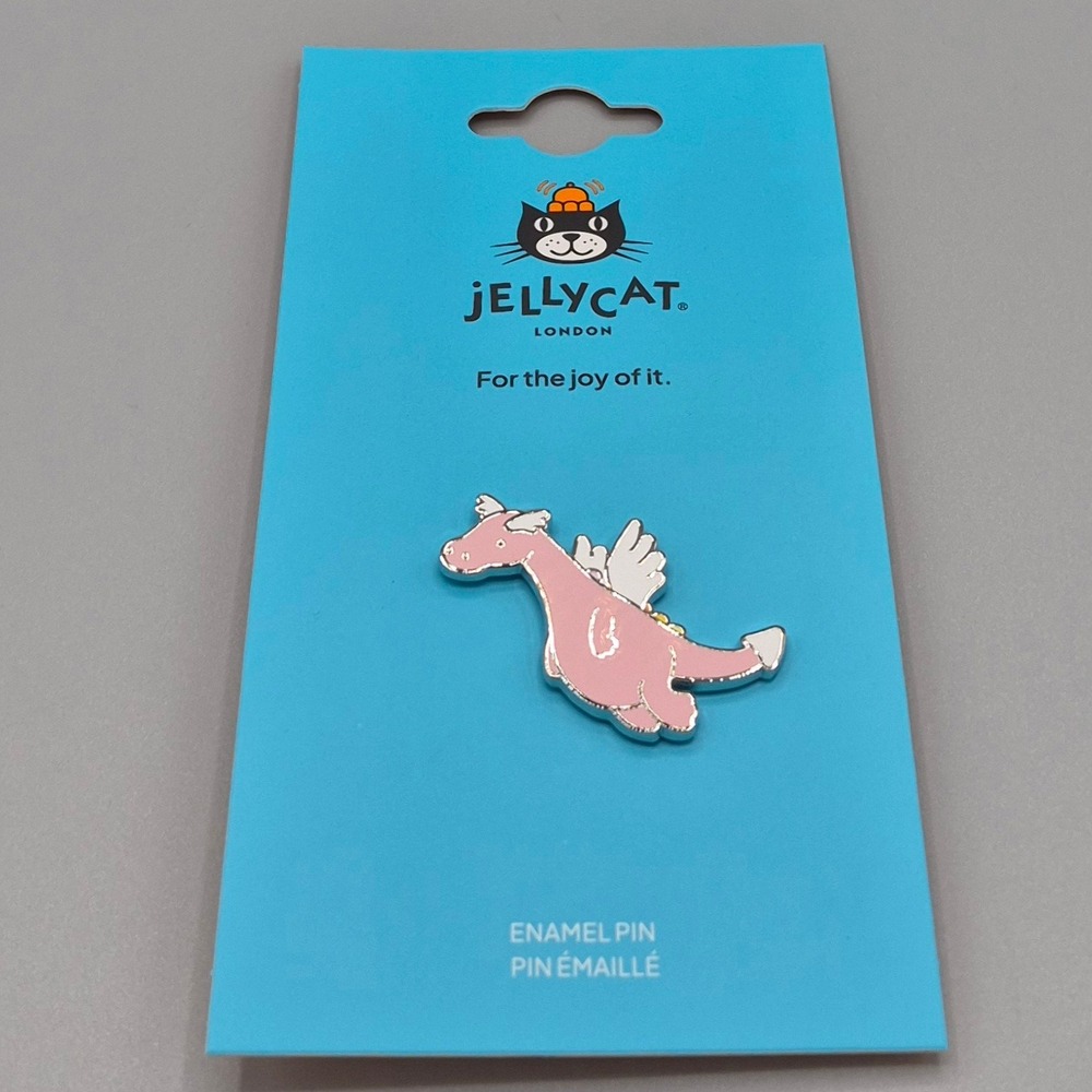 Jellycat Rose Dragon Enamel Pin Pink Silver Mythical Creature PIN6DD New NIP